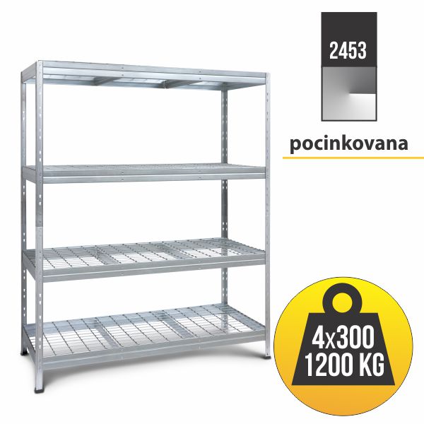 Metalna zicana polica RIVET 180x120x45 4×300 kg