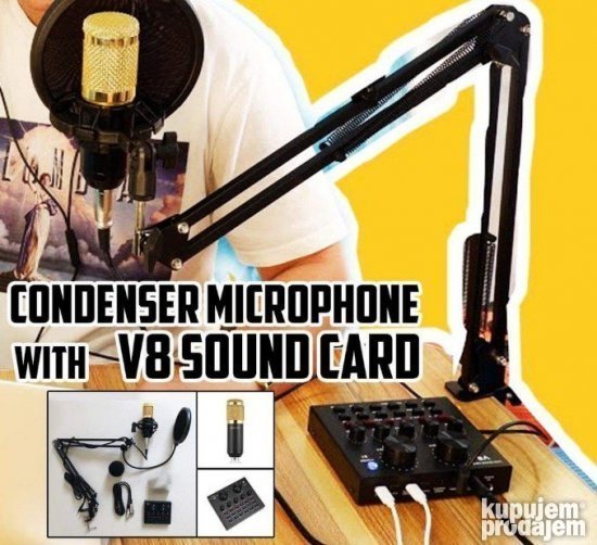 Mikrofon BM 800 Komplet sa Zvucnom Karticom V8 i opremom PRO