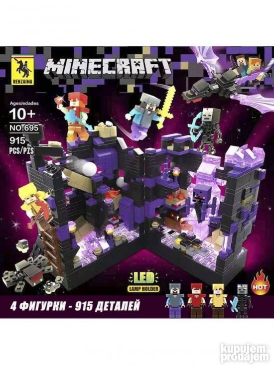 Mincraft lego kocke bela tvrda led set od 915 delova