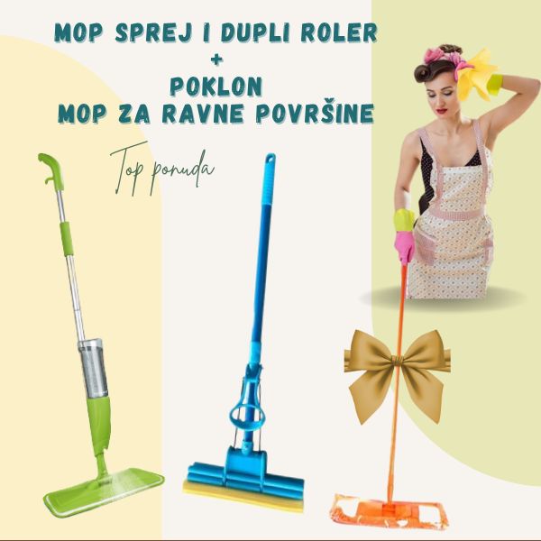 Mop Sprej i Dupli Roler plus poklon Mop za Ravne Povrsine