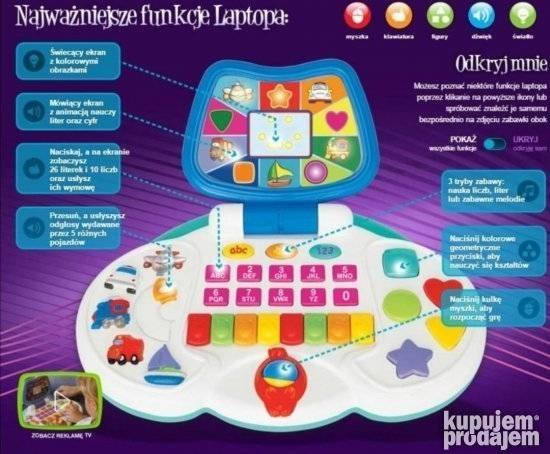 Multifunkcionalni deciji laptop. PLAVI