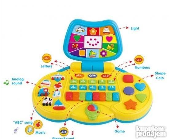 Multifunkcionalni deciji laptop.Zuti