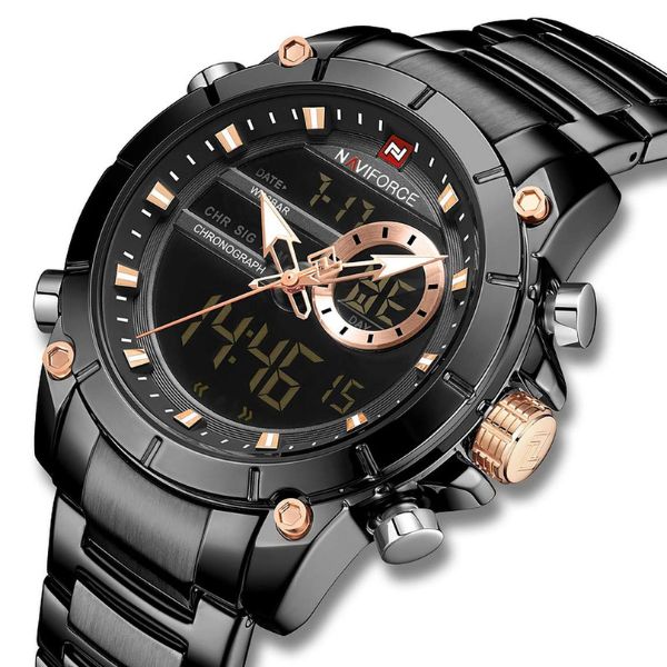 Muski sat Naviforce NF 9163 BB Crni
