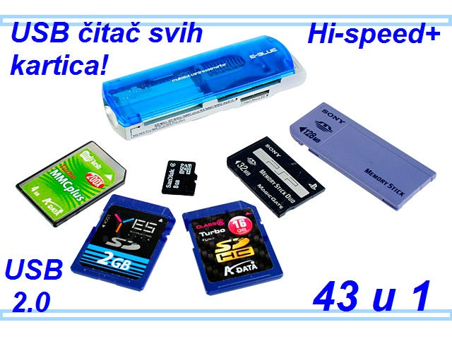 NOVO USB citac kartica 43 u 1