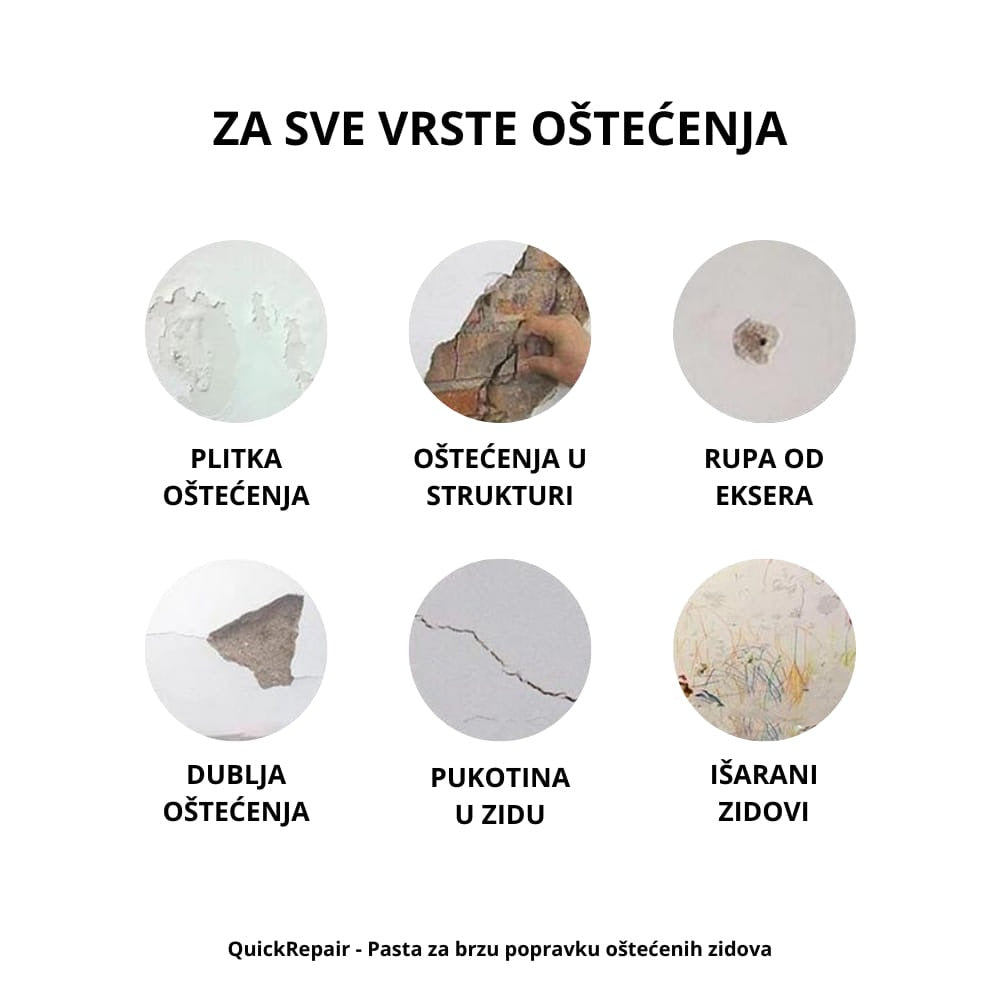 PASTA za brzu popravku ostecenih ZIDOVA Plus POKLON metalna SPAKLA