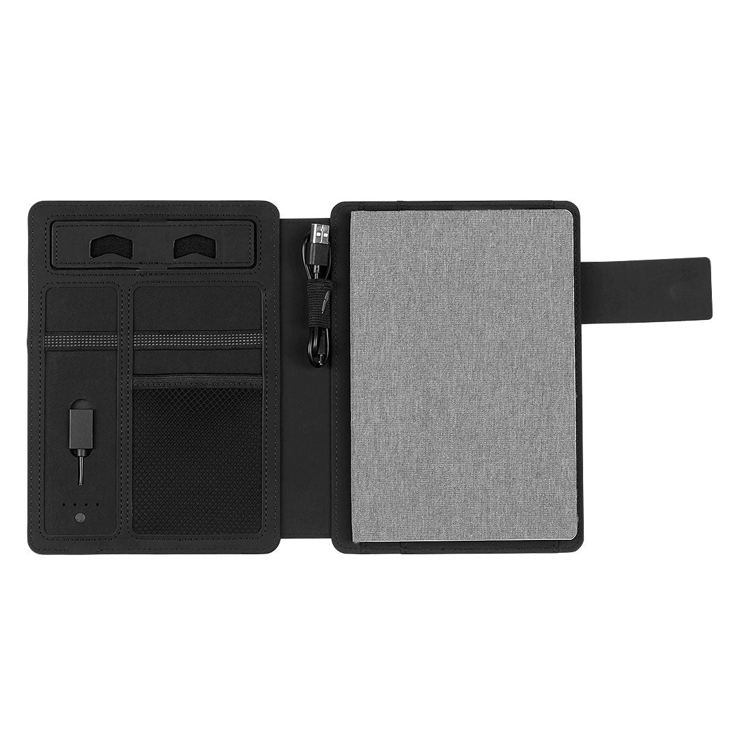 POWER NOTE portfolio sa notesom a5 i pomocnom baterijom 5000 mah sivi