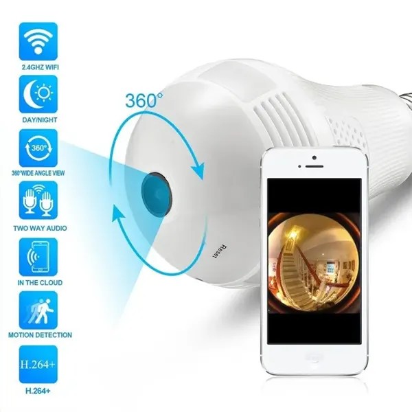 Panoramska 360 WIFI kamera u sijalici - Slika 4