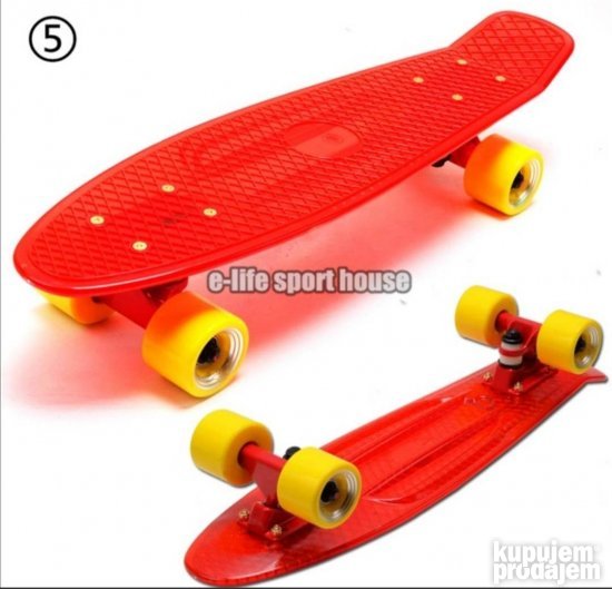 Pennyboard skejt 56cm crveni sa svetlecim tockovima