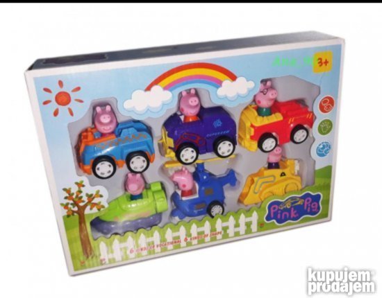 Pepa prase set od 6 autica sa mehanizom na potezanje - Slika 4