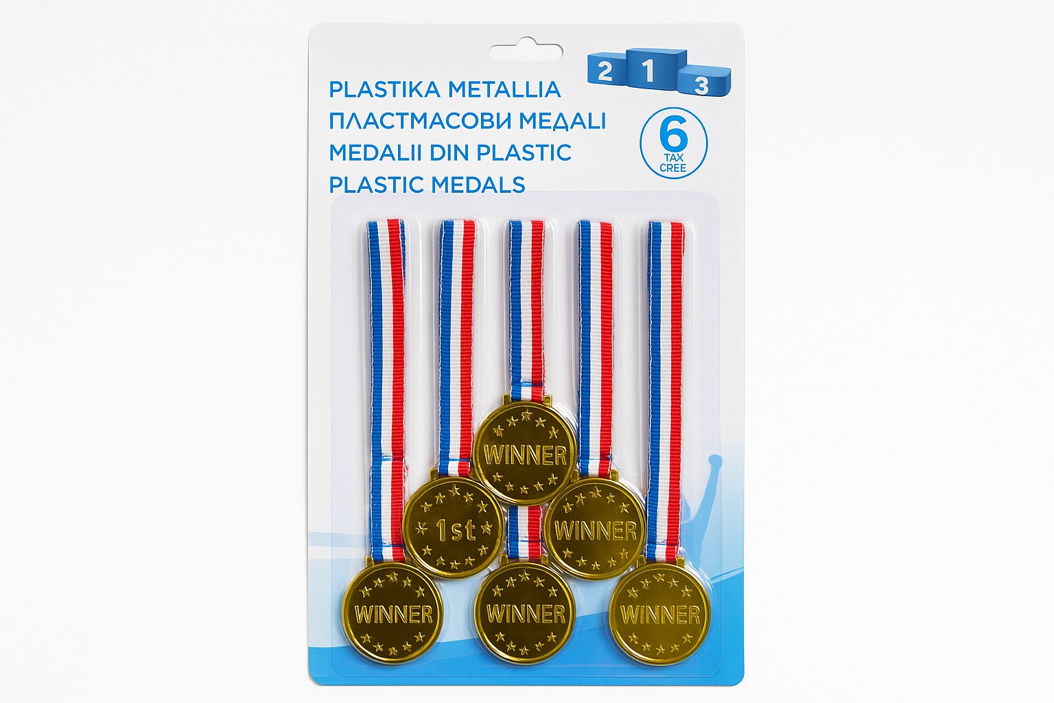 Plasticne medalje zlatne Set od 6 komada