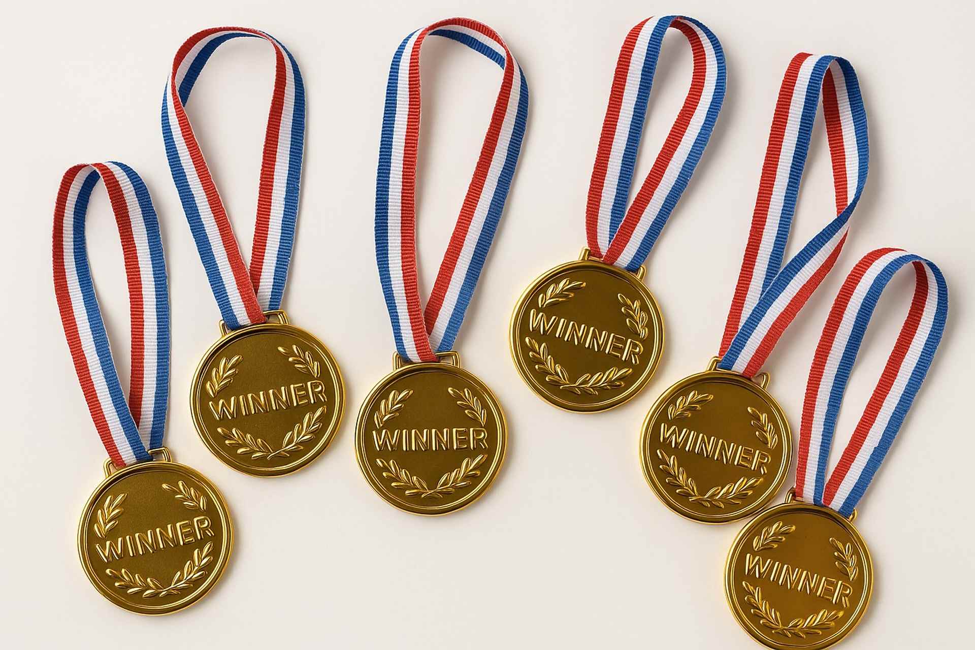 Plasticne medalje zlatne Set od 6 komada - Slika 3