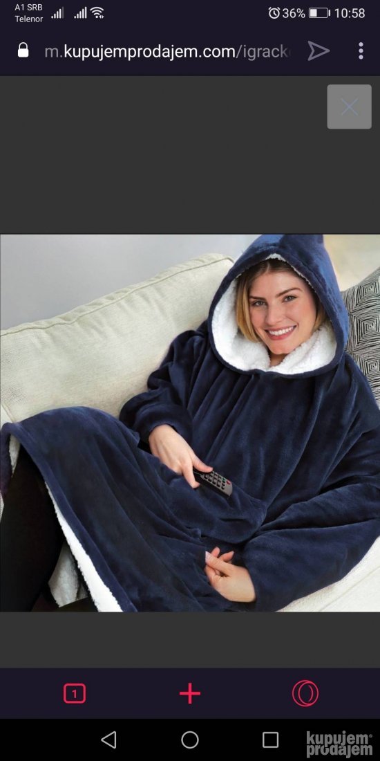 Plisani mekani ogrtac ljubicasti Huggle hoodie