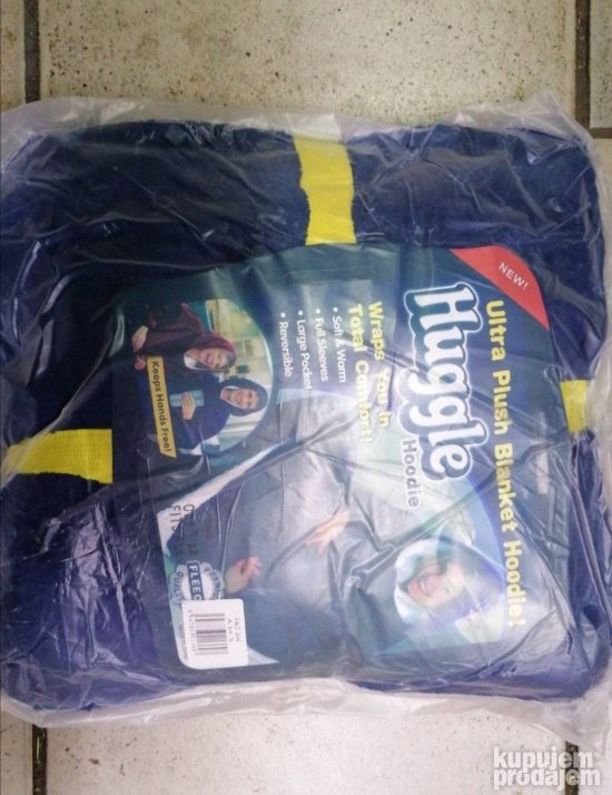 Plisani mekani ogrtac teget huggle hoodie