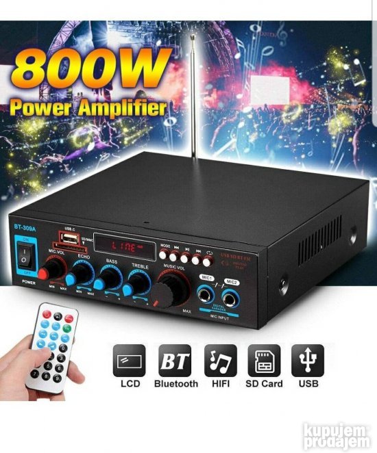 Pojacalo Digitalno Blutut Resiver i Pojacalo BT309A A - Slika 8