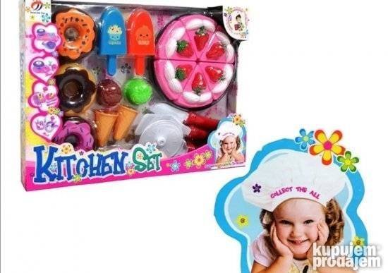Poslasticarnic set sa tortom sladoledom na cicak