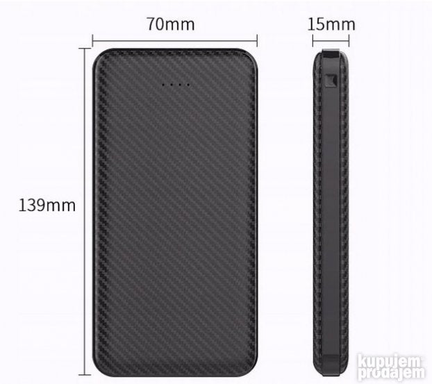 Power Bank 10.000 mAh 2 USB full black - Slika 3