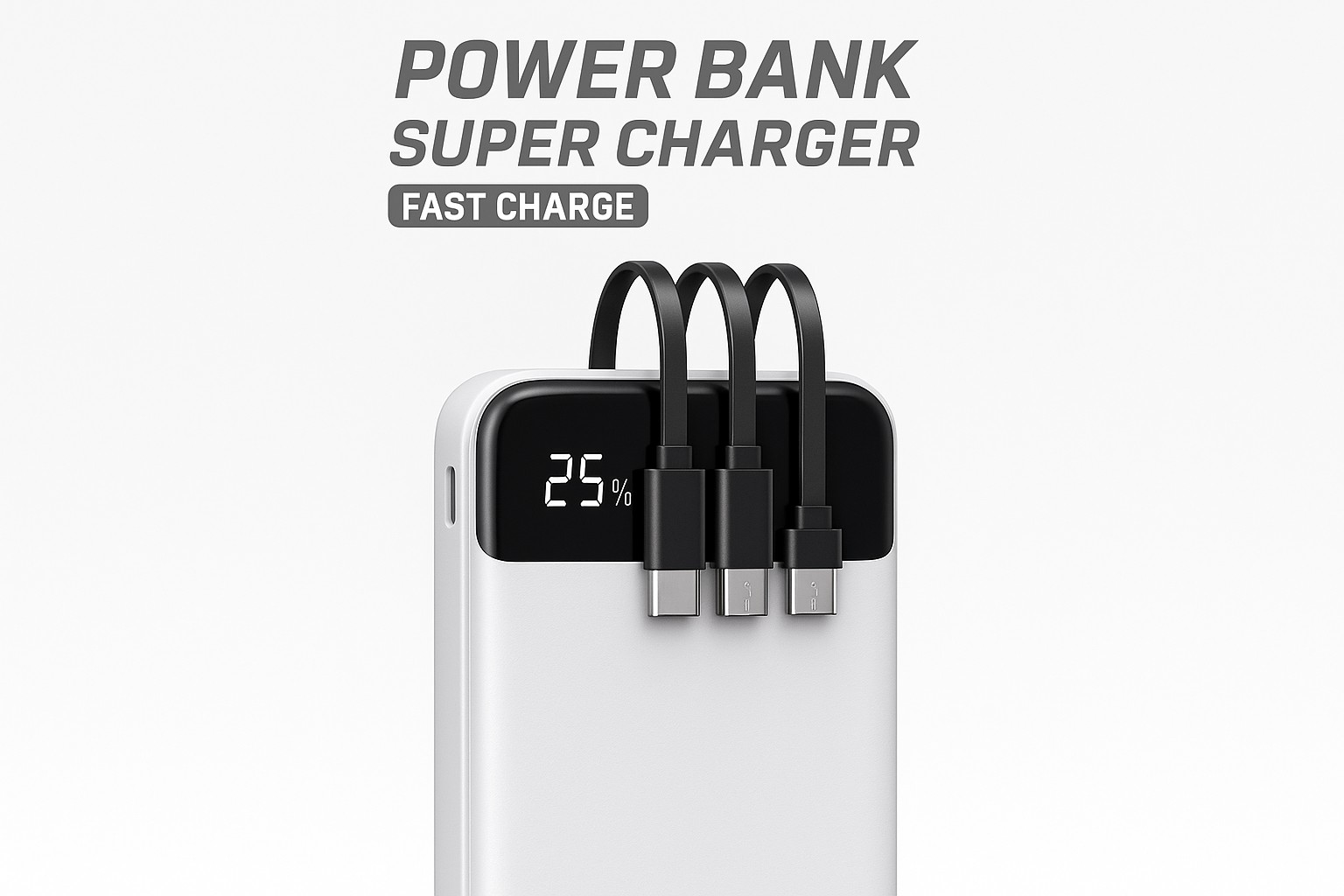 Power Bank Super Charger sa Ugradenim Kablovima Digitalni Displej Fast Charge