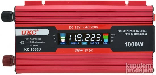 Pretvarac napona inverter 12v 1000w sa LCD Ekranom