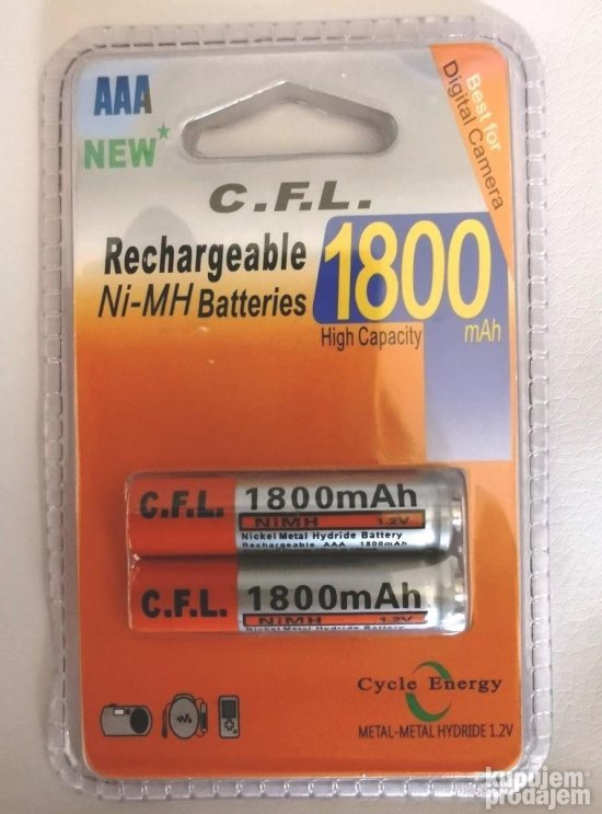 Punjive AAA baterije 4 kom 1600 mAh