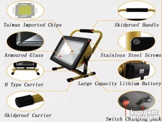 Punjivi prenosni Reflektor 30W - Slika 4