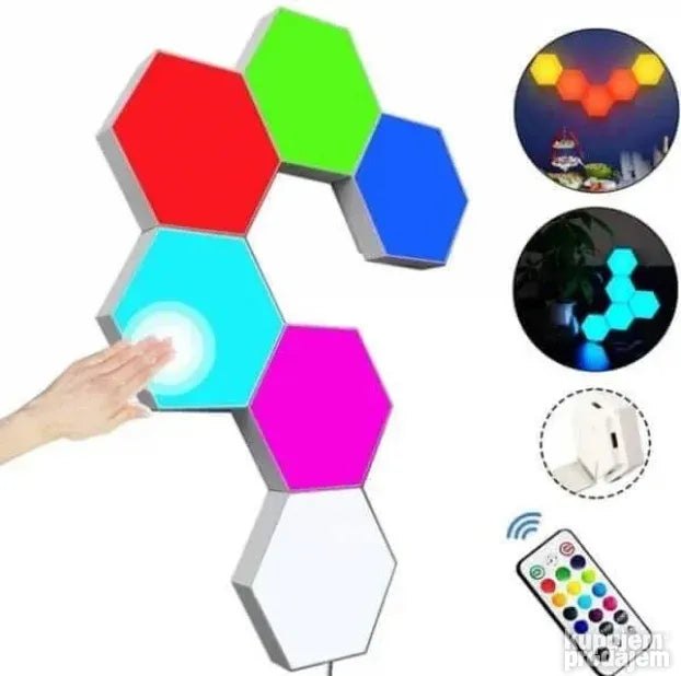 RGB LED lampe na daljinski u obliku heksagona RIS V