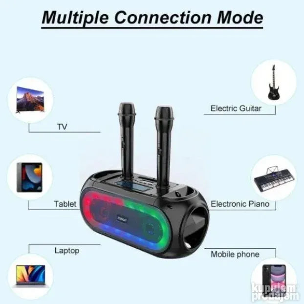RGB Led Bluetooth zvucnik sa 2 mikrofona i daljinskim ZQS424
