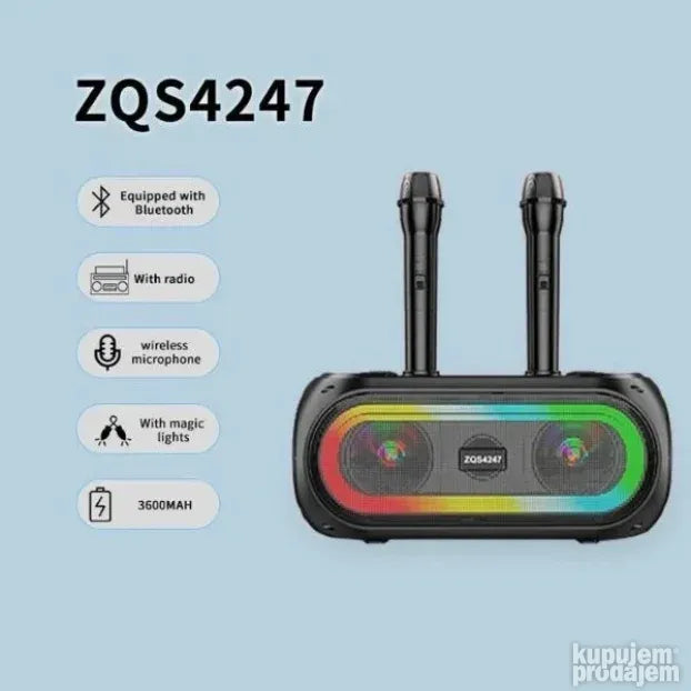 RGB Led Bluetooth zvucnik sa 2 mikrofona i daljinskim ZQS424 - Slika 4