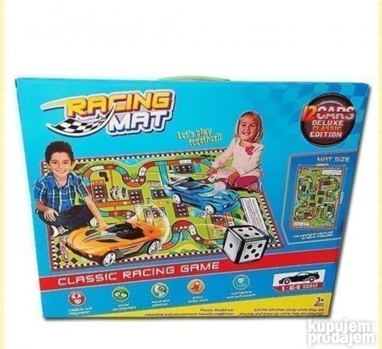 Racing mat tepih staza sa 12 automobila za decu - Slika 3