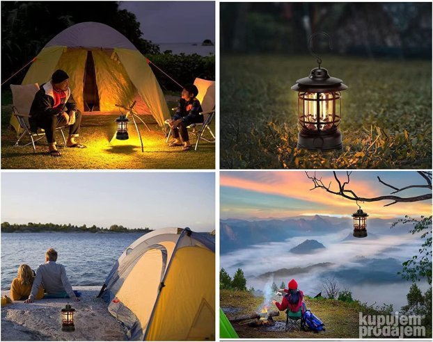 Retro lampa za kampovanje PUNJIVA kamp lampa