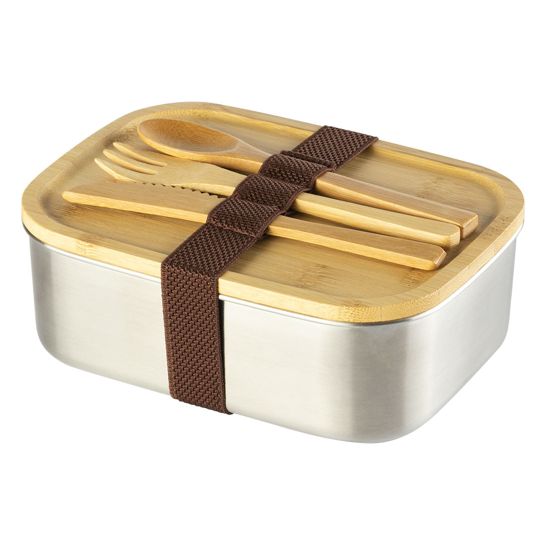 SALMON posuda za hranu sa priborom 1100 ml srebrna