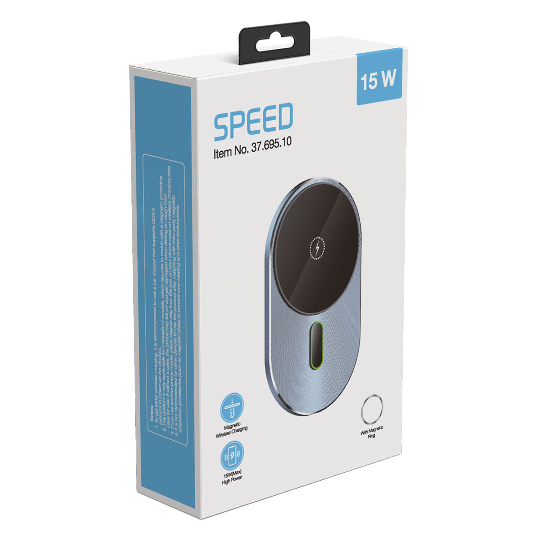 SPEED drzac i bezicni punjac mobilnih uredaja sa magnetom za automobil crni