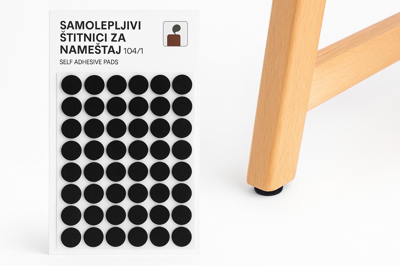 Samolepljive Podloske za Namestaj Crne 104 kom 1i 1 gratis
