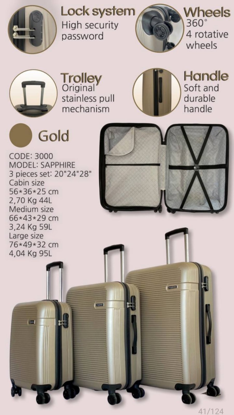 Set Kofera za putovanje od ABS sa 4 tockica set 3u1