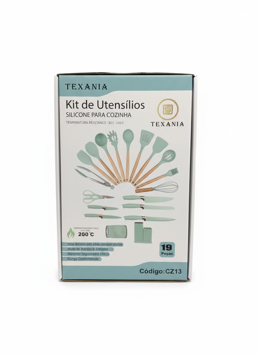 Set Kuhinjskog Pribora Mint Zeleni 19 Delova sa Drvenim Drzacima Texania - Slika 2
