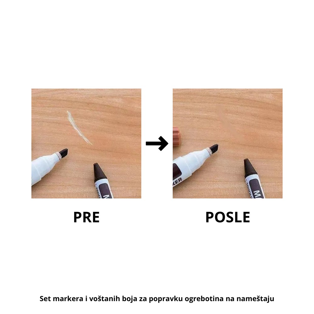 Set markera i vostanih boja za popravku ogrebotina na namestaju - Slika 3