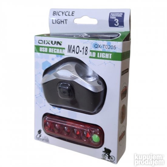 Set svetala za biciklu 3314 PUNJIVA sa USB - Slika 5