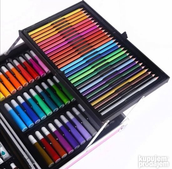 Set za crtanje u metalnom koferu roze - Slika 7