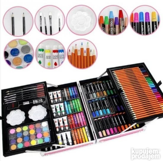 Set za crtanje u metalnom koferu roze - Slika 8