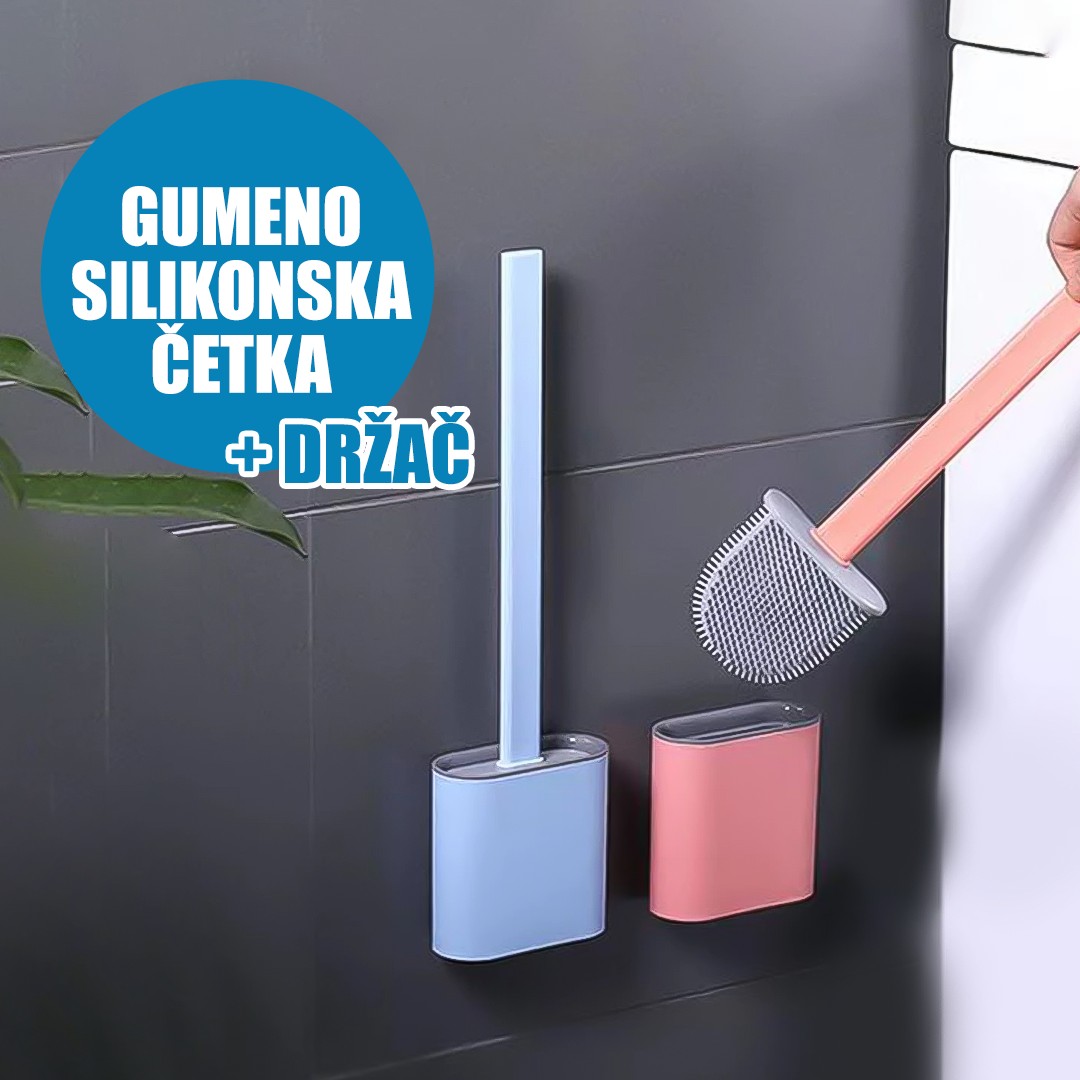 Silikonsko gumena ergonomska cetka za odrzavanje toaleta i drzac