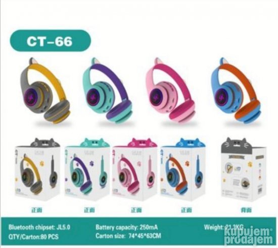 Slusalice Bluetooth Cat Ear CT 66