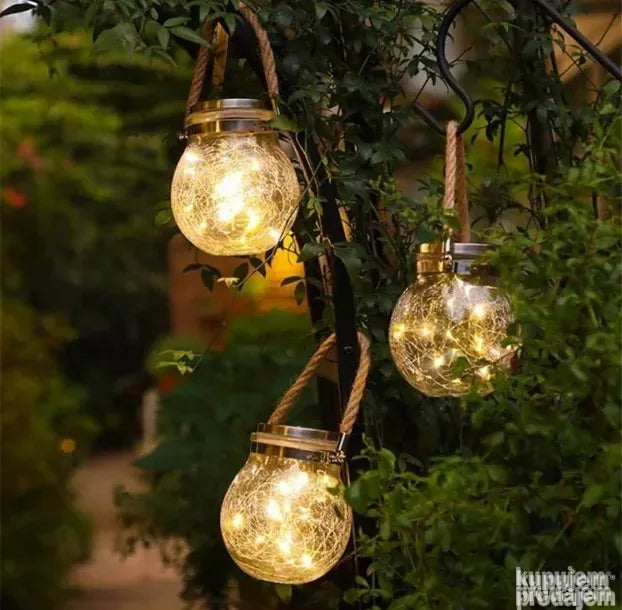 Solarni fenjer lampa Staklena lampa u obliku tegle 2x