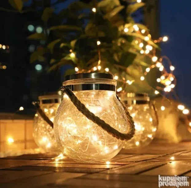 Solarni fenjer lampa Staklena lampa u obliku tegle 2x