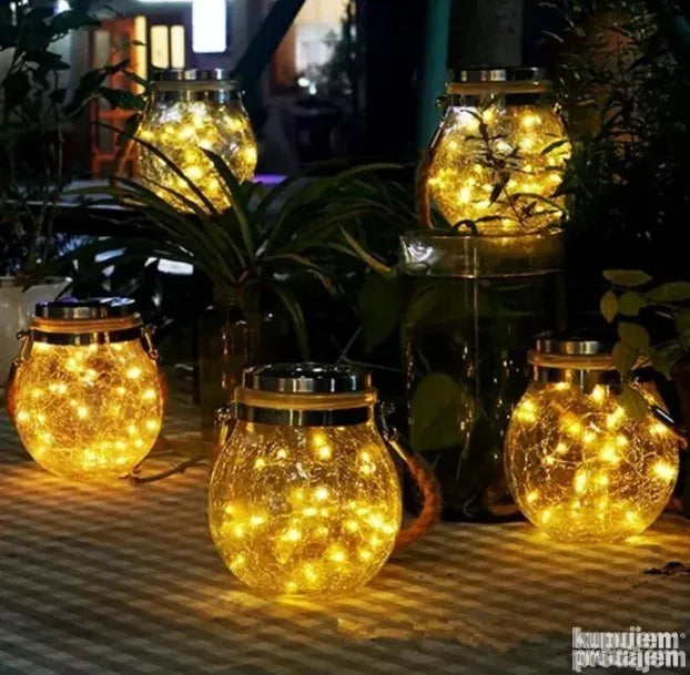 Solarni fenjer lampa Staklena lampa u obliku tegle 2x - Slika 3