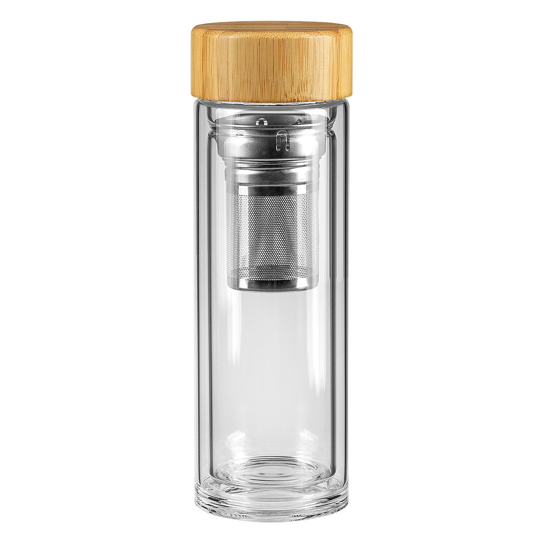 TEA boca sa dvostrukim zidom i poklopcem od bambusa 420 ml transparentna