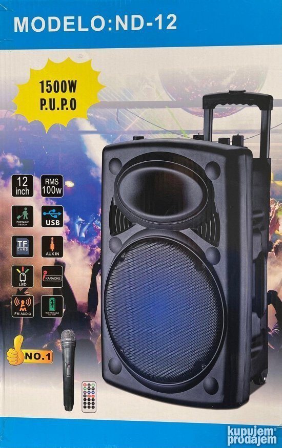 VELIKI Zvucnik Bluetooth sa bezicnim mikrofonom ND 12 - Slika 3