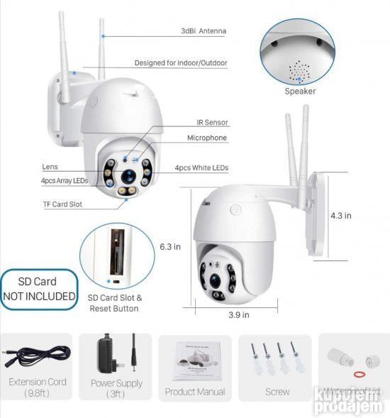 VIDEO NADZOR IP KAMERA wifi smart PTZ Rotirajuca 8mp BEZICNA - Slika 4