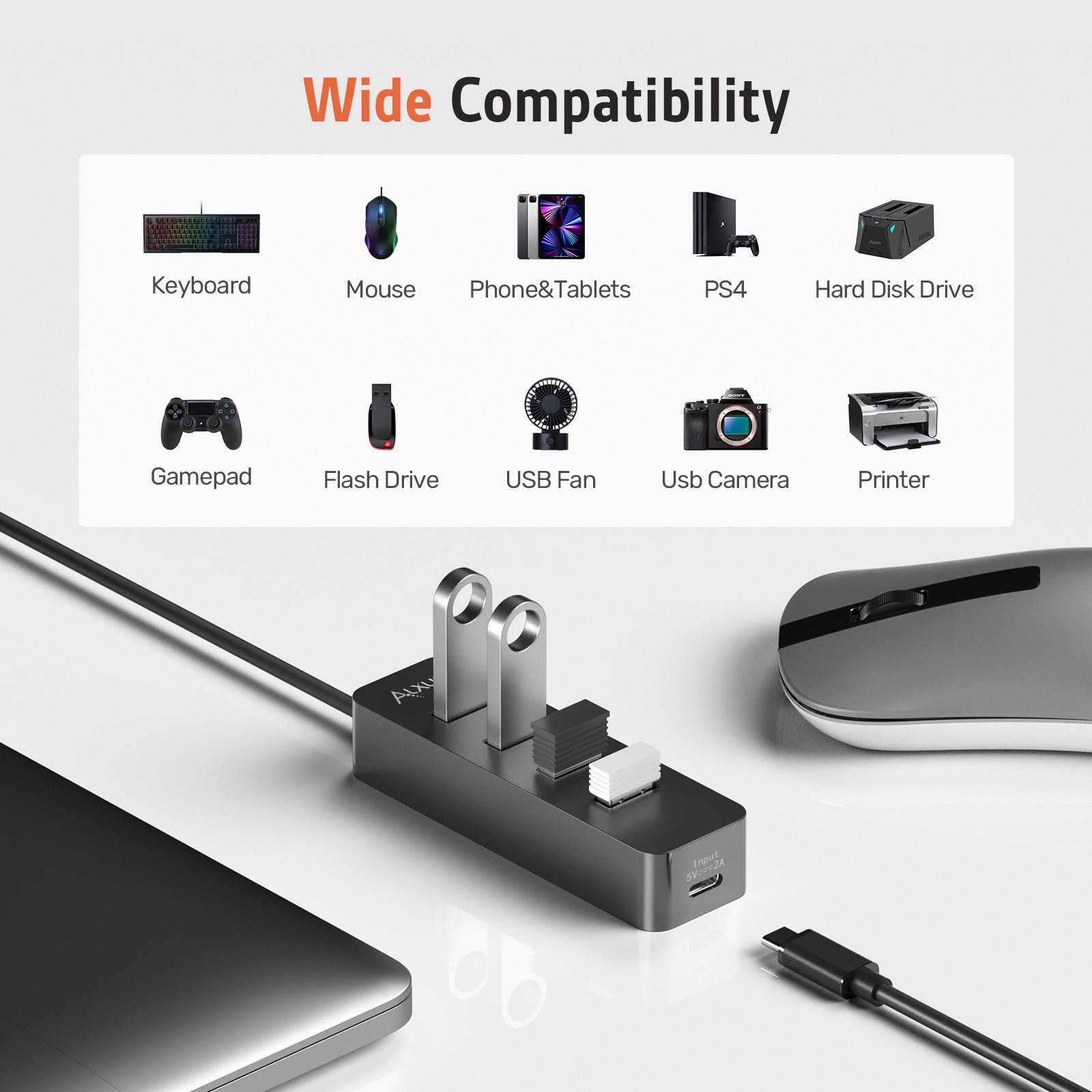 Velika brzina sa 4 porta 2.0 USB HUB i LED