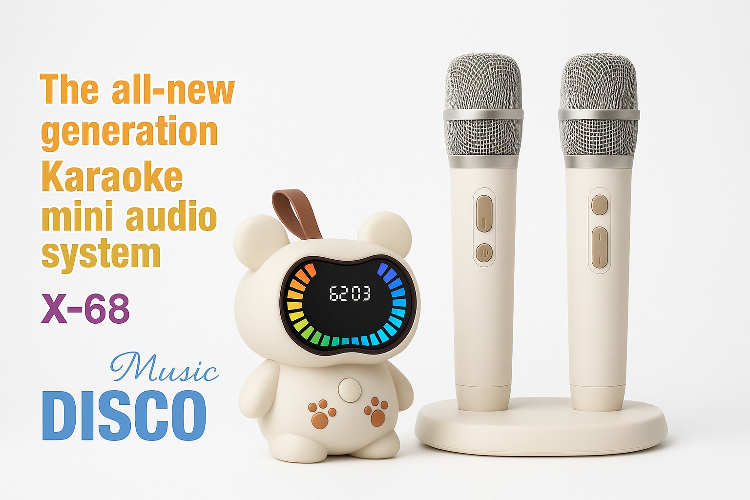 X 68 Karaoke Mini Audio Sistem Nove Generacije sa Bezicnim Mikrofonima - Slika 3