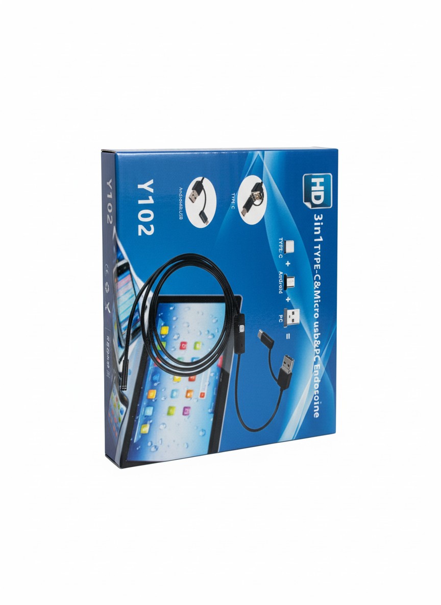 Y102 HD Endoskop Kamera 3u1 Type C Micro USB PC Kamera