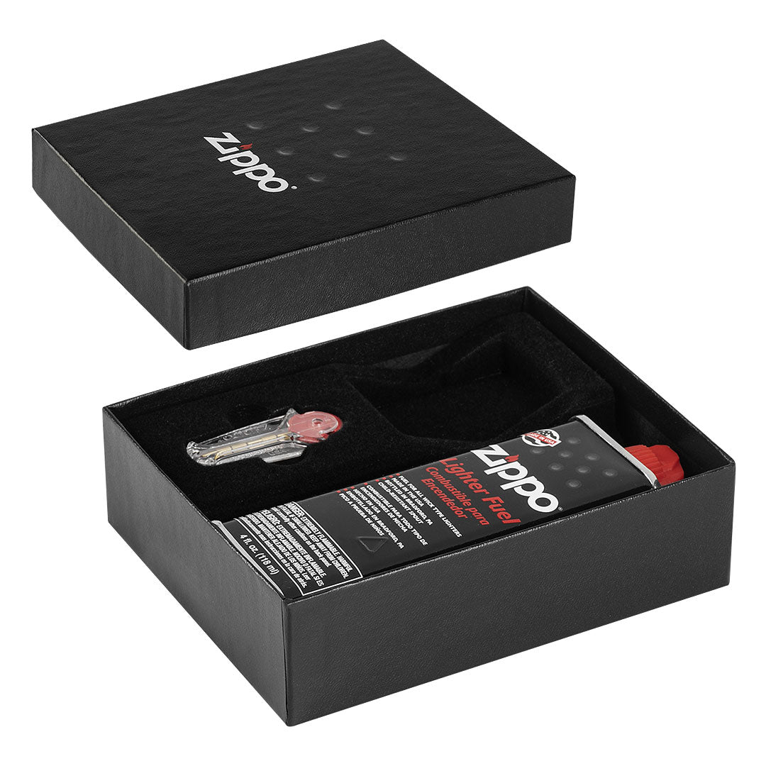 ZIPPO SET 50R poklon kutija sa benzinom kremenom i prostorom za upaljac crna